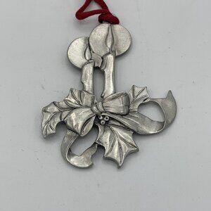 1988 Seagull Pewter Candle & Holly Christmas Ornament - Made in Canada